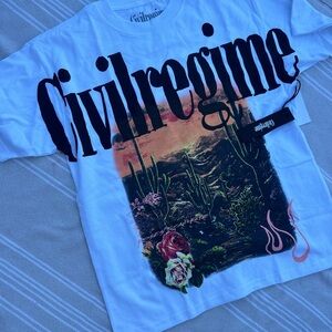 NWT CIVIL REGIME DESERT ROSE BOXY WOMENS WHITE TSHIRT SZ M